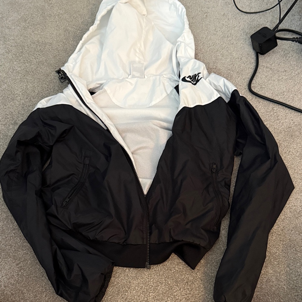 Nike Women's Black and White Bomber Jacket